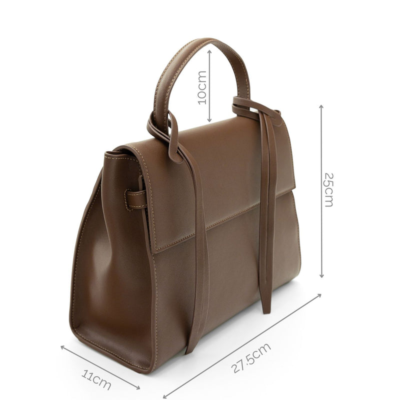 X NIHILO Bank bag in walnut leather handbag work bag Designed in Melbourne Australian designer