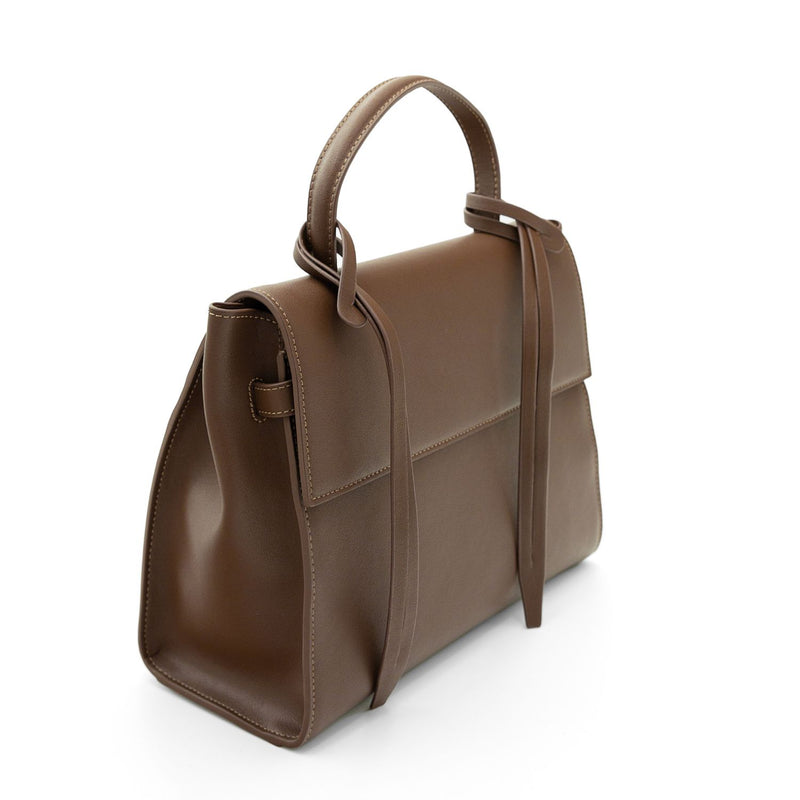 X NIHILO Bank bag in walnut leather handbag work bag Designed in Melbourne Australian designer