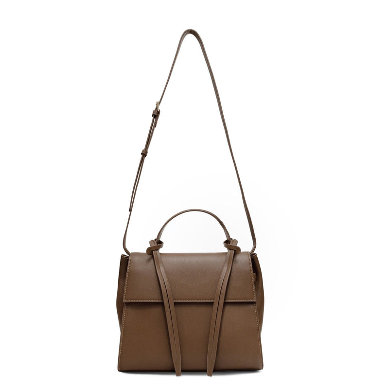 X NIHILO Bank bag in walnut leather handbag work bag Designed in Melbourne Australian designer