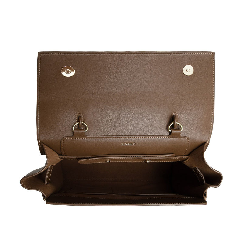 X NIHILO Bank bag in walnut leather handbag work bag Designed in Melbourne Australian designer