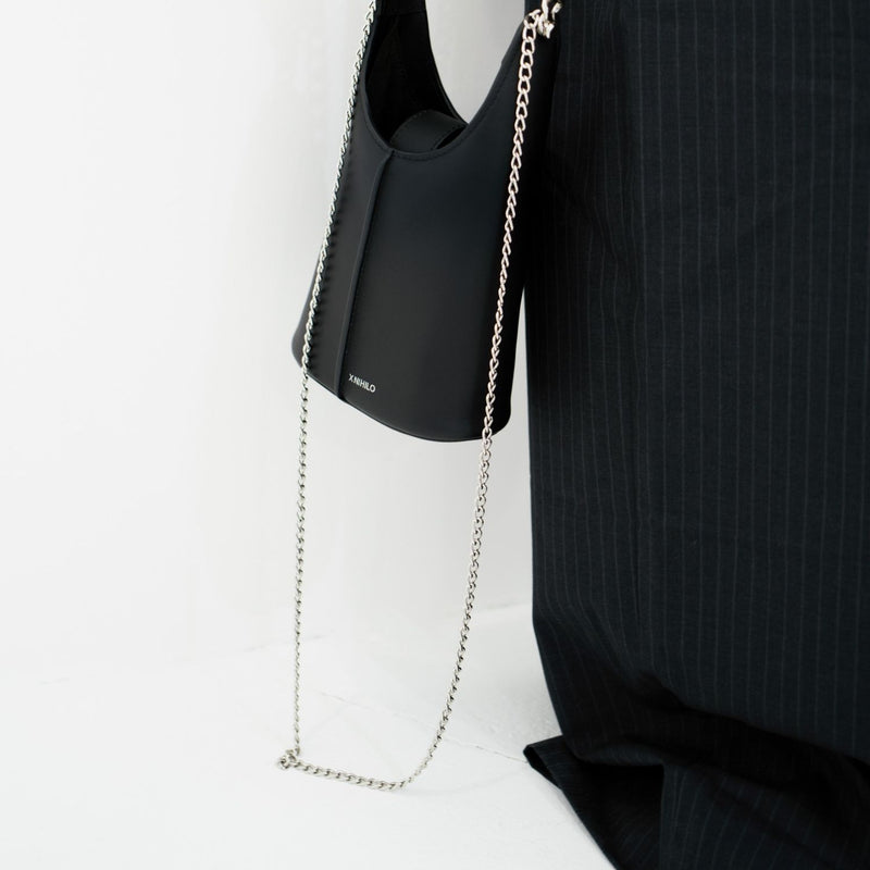 X NIHILO Cleo bag in black leather with chain handle handbag evening bag crossbody bag Designed in Melbourne Australian designer