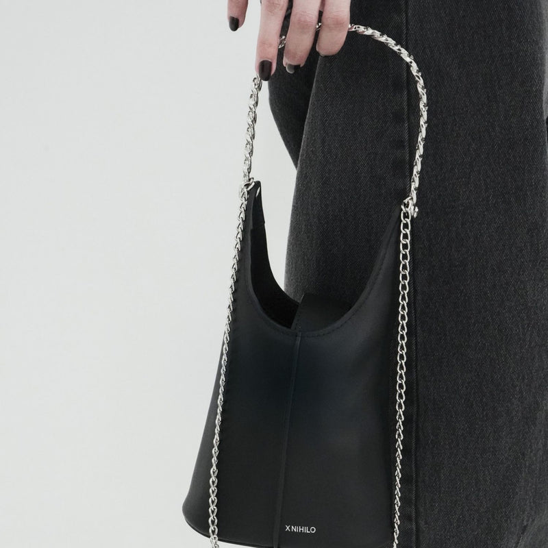 X NIHILO Cleo bag in black leather with chain handle handbag evening bag crossbody bag Designed in Melbourne Australian designer