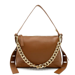 X NIHILO Rhode bag in tan leather with chain feature crossbody bag shoulder bag work bag Designed in Melbourne Australian designer