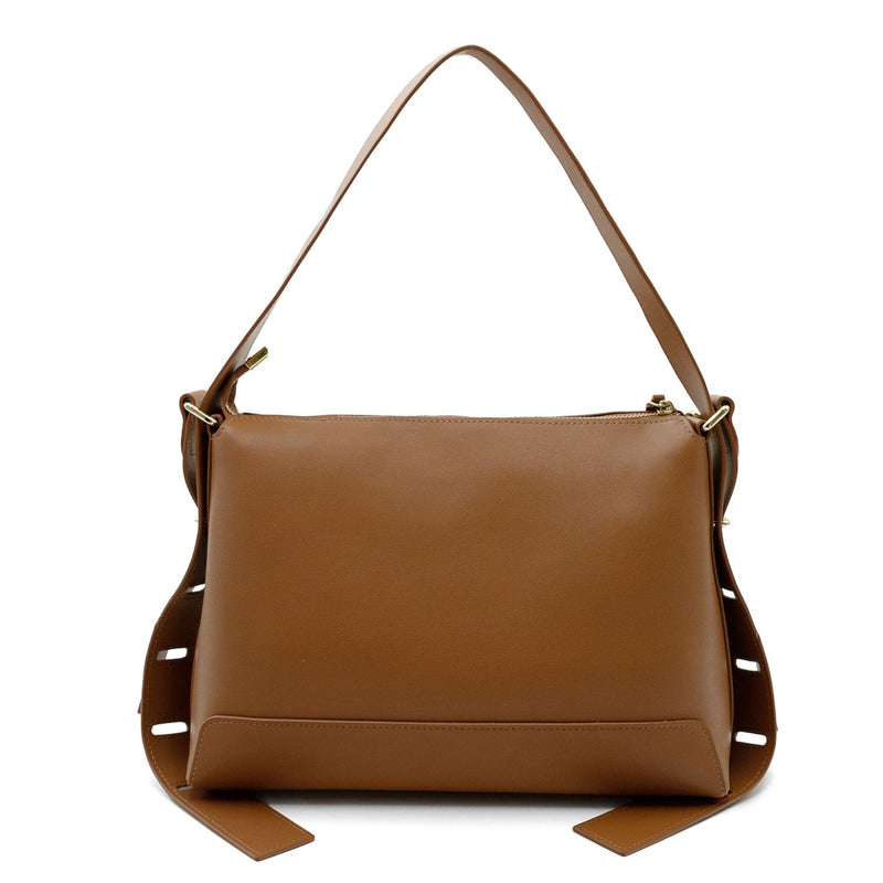 X NIHILO Rhode bag in tan leather with chain feature crossbody bag shoulder bag work bag Designed in Melbourne Australian designer