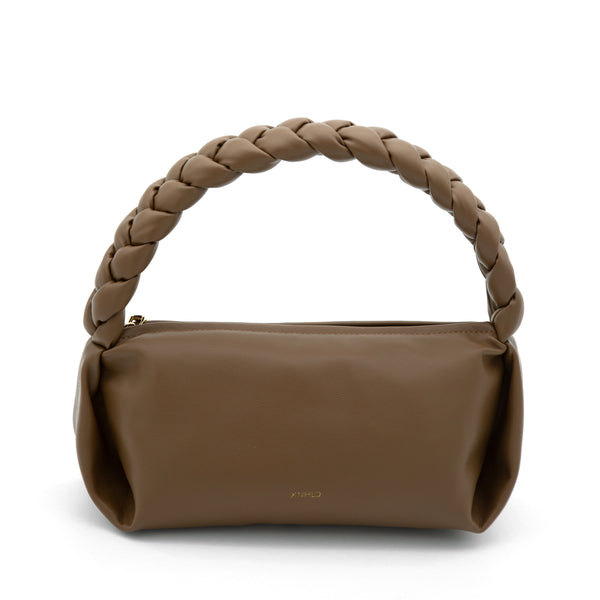 X NIHILO Brioche bag. Inspiration from the classic braid. Featuring soft calf leather and top zip fastening. 