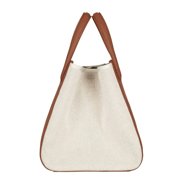 Eight - Canvas large tan leather and canvas tote bucket bag – X NIHILO