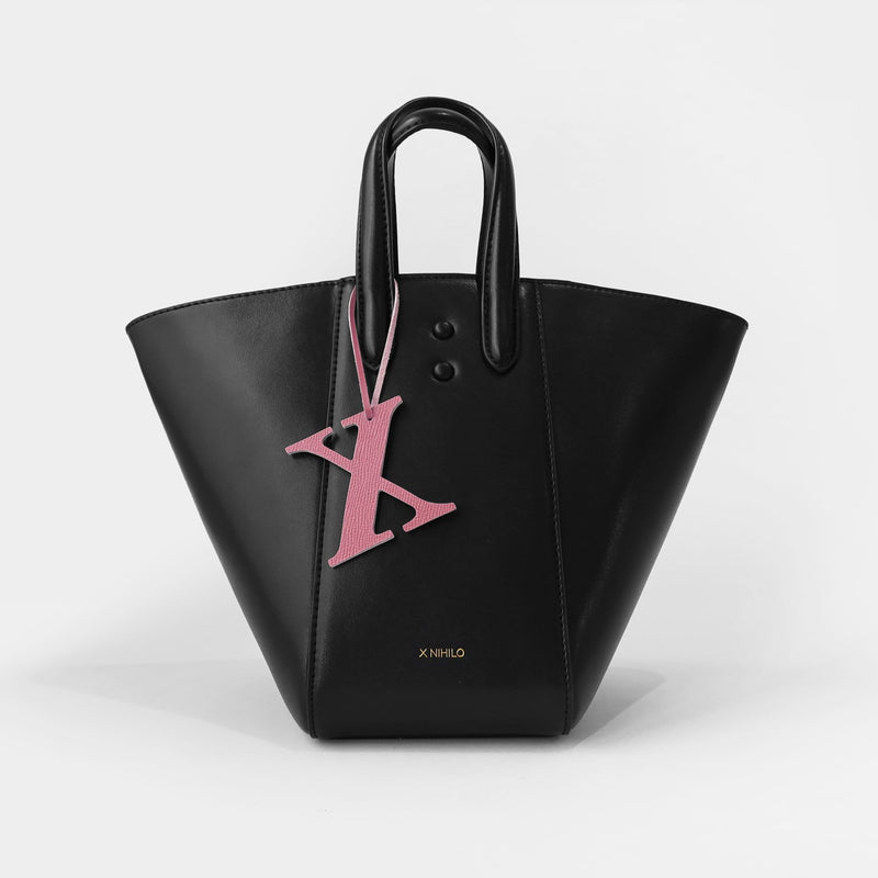 X NIHILO 'X' bag charm, pink, textured calf leather